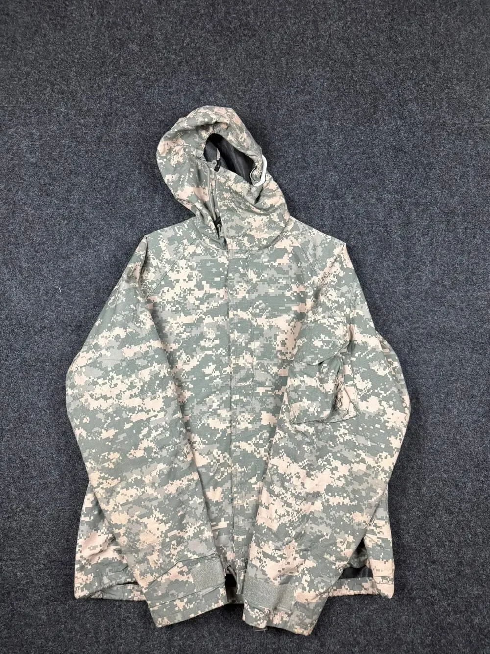 US Military ACU Chemical Protective Jacket Medium Long Digital Camo Hooded Coat